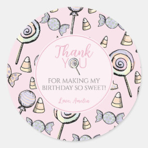 Pink Candy First 1st Birthday Sticker