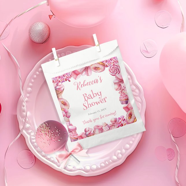 Pink Candy Frame Girl Baby Shower Favour Bag (Pink Candy Frame Girl Baby Shower Favor Bags)