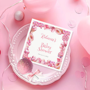 Pink Candy Frame Girl Baby Shower Napkin