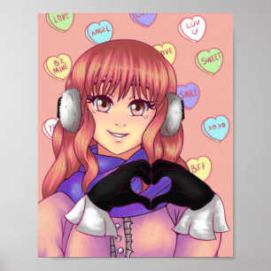 Pink Candy Heart Girl Poster
