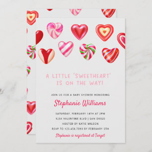 Pink Candy Hearts A little Sweetheart Baby Shower Invitation