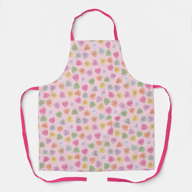 Pink Candy Hearts Sweethearts Apron (Front)