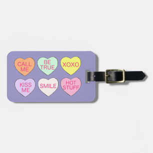 Pink Candy Pastel Hearts Valentine's Day Sweet Luggage Tag