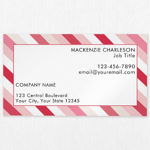 Pink Candy Stripe  Magnetic Business Card