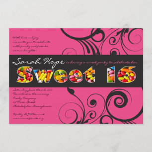 PINK CANDY Sweet Sixteen Birthday Party Invitation