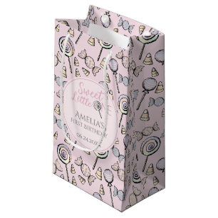 Pink Candy Theme 1st Birthday Small Gift Bag