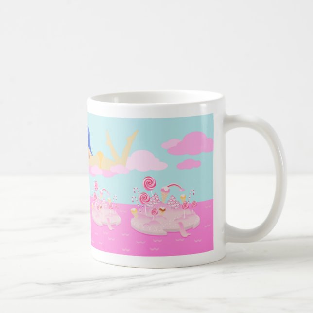 Pink candy world cake for birthday party coffee mug (Right)