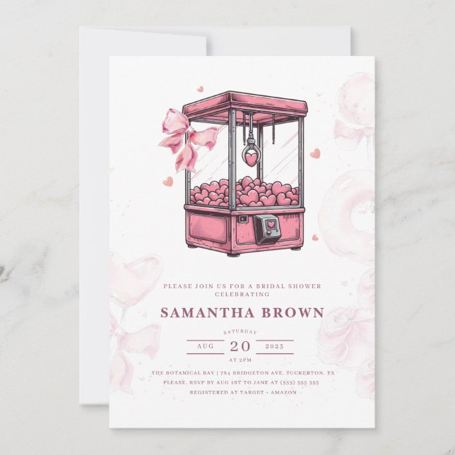 Pink Candyland Arcade Bridal Shower Invitation (Front)