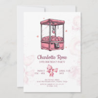 Pink Candyland Arcade Girl Birthday Party Invitati