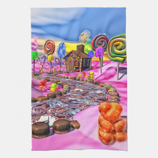 Pink Candyland Tea Towel (Vertical)