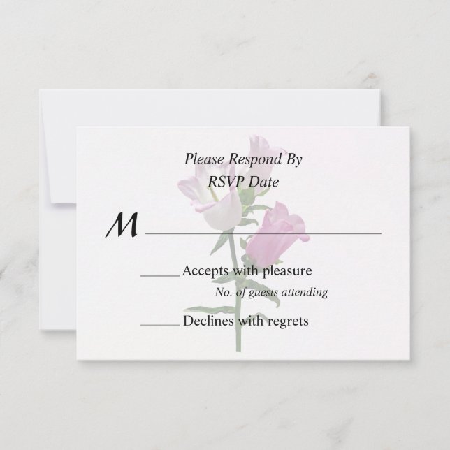 Pink Canterbury Bells RSVP Card (Front)