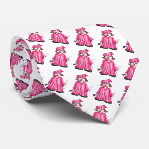 Pink Cap and Gown School Graduation Girl Diploma Tie