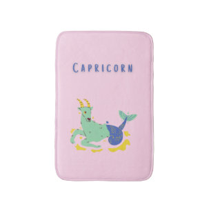 Pink Capricorn, zodiac, star print Bath Mat