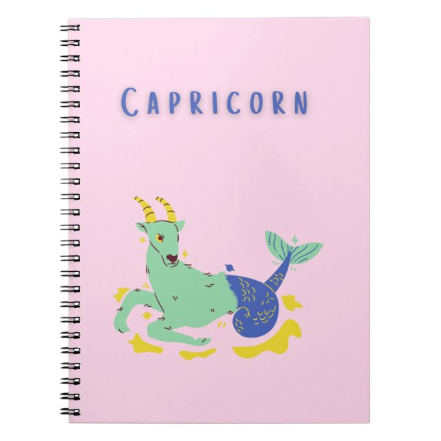 Pink Capricorn, zodiac, star print Notebook (Front)