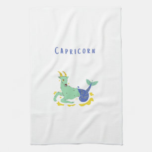 Pink Capricorn, zodiac, star print Tea Towel