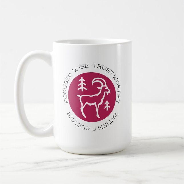 Pink Capricorn Zodiac Star Sign Personality Trait  Coffee Mug (Left)