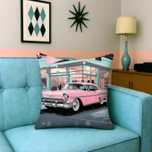 Pink Car 1950s Diner Retro Mid‑Century