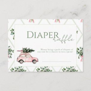 Pink Car Christmas Baby Shower Raffle Card 3.5x5