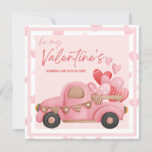 Pink Car Heart February 14. Valentine's Days Cards