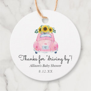 Pink Car Sunflower Thanks for Driving By Favour Ta Tags