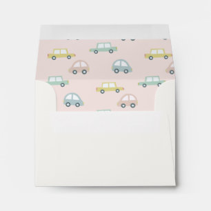 Pink Car with Balloons Girl Envelope