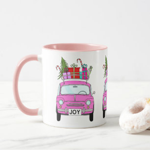Pink Car with Christmas Gifts Mug