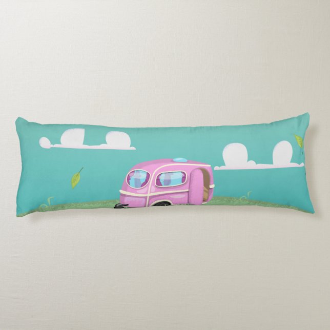 Pink Caravan Trailer Body Cushion (Back)