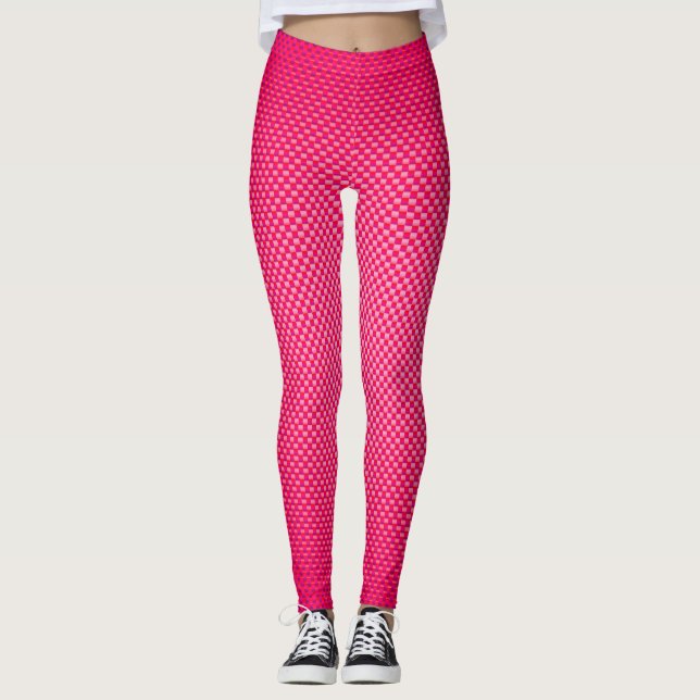 Pink  carbon fibre patterned leggings (Front)