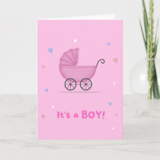 PINK card for welcoming a baby boy