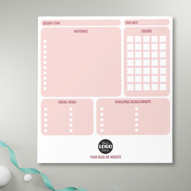 Pink Card Making Design Team Logo Organiser Notepad (Creator Uploaded)