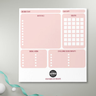 Pink Card Making Design Team Logo Organizer Notepad