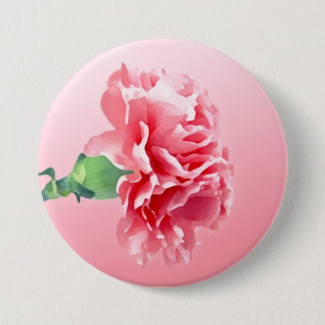 Pink carnation 7.5 cm round badge (Front)