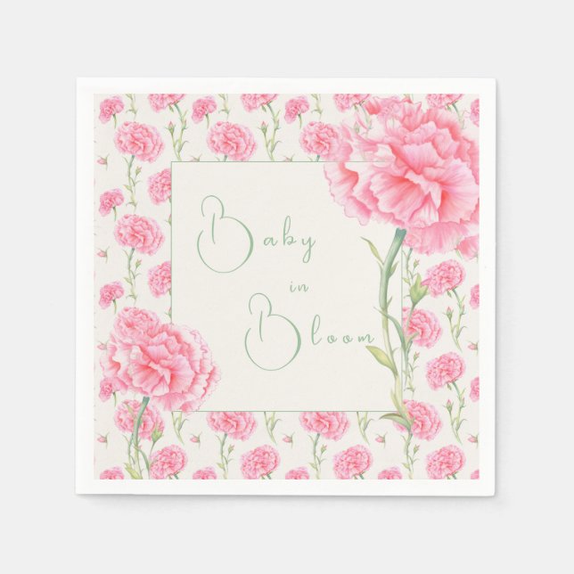 Pink Carnation Baby in Bloom Baby Shower  Napkin (Front)