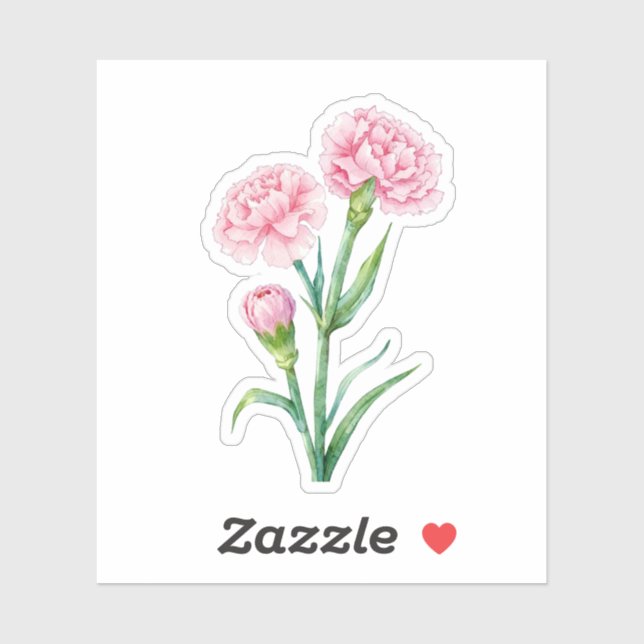 Pink Carnation Botanical Watercolor Custom Name (Sheet)