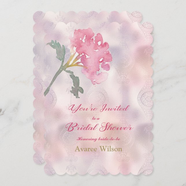  Pink Carnation Bridal  Shower   Invitation (Front/Back)