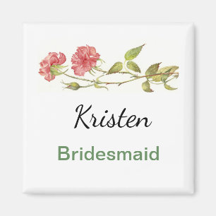 Pink carnation bridesmaid magnet