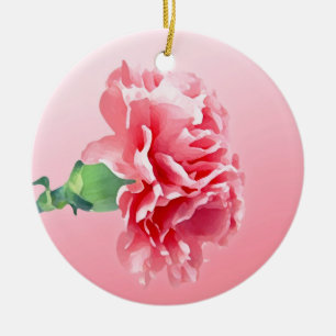 Pink carnation ceramic ornament