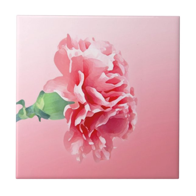Pink carnation ceramic tile (Front)