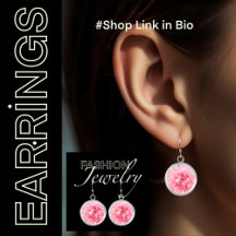 Pink carnation Floral Flower Earrings