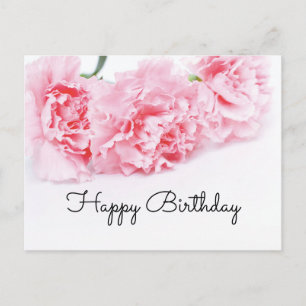 Pink Carnation Flower Happy Birthday Postcard