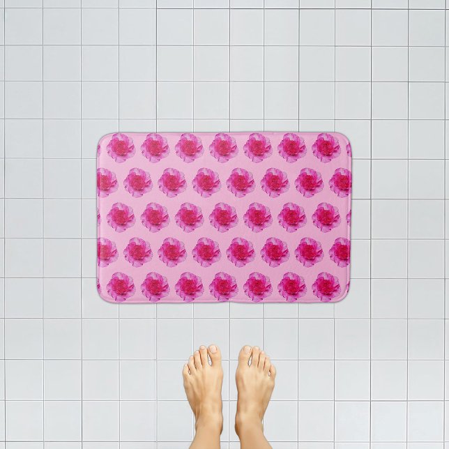 Pink Carnation Flower Seamless Pattern on Bath Mat (Pink Carnation flower seamless pattern on bath mat)