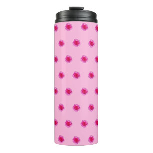 Pink Carnation Flower Seamless Pattern on Thermal Tumbler