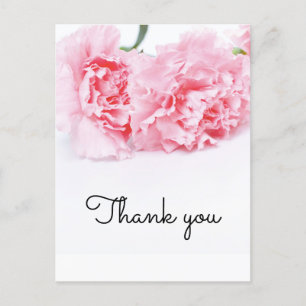 Pink Carnation Flower Thank You Card – Elegant