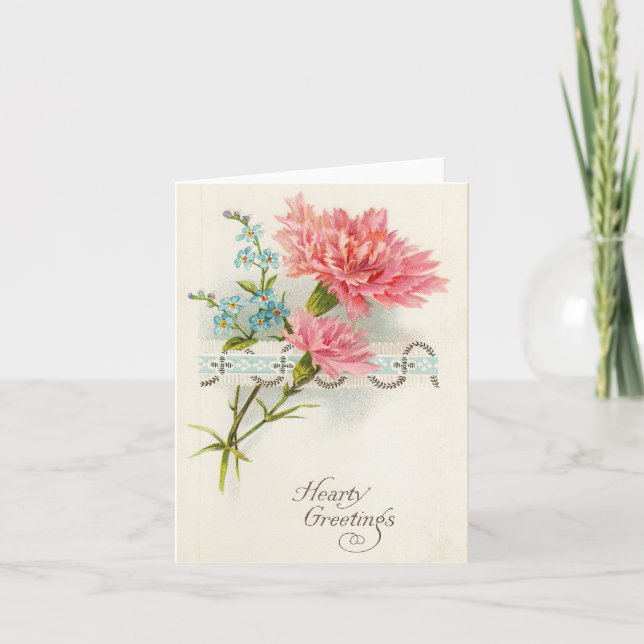 Pink Carnation Greeting Card (Front)