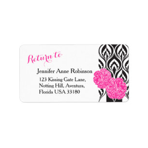 Pink carnation modern luxe wedding address labels