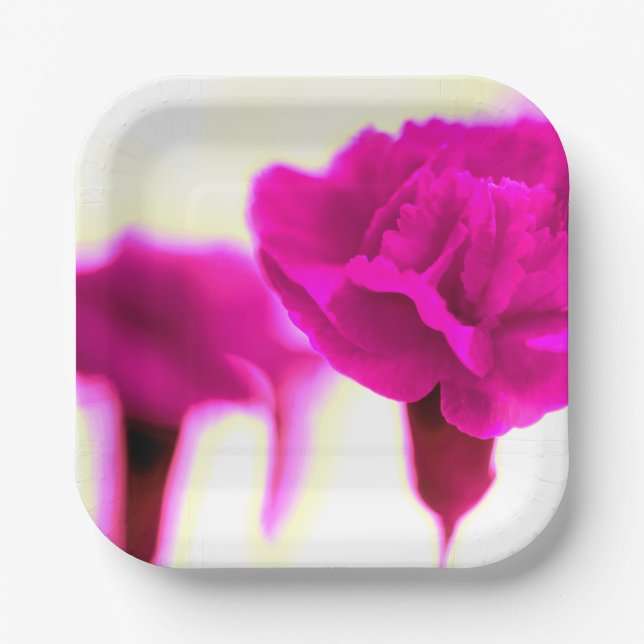 Pink Carnation Paper Plate (Front)