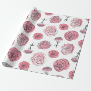 Pink carnation pattern wrapping paper