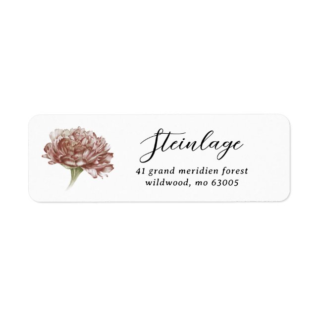 Pink Carnation Return Address  Label (Front)