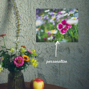 Pink carnation with daisies customisable  poster