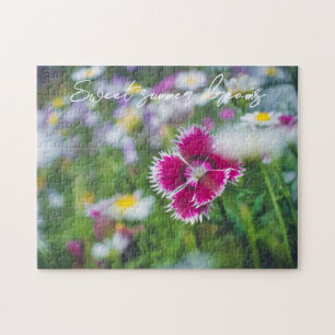 Pink carnation with daisies jigsaw puzzle